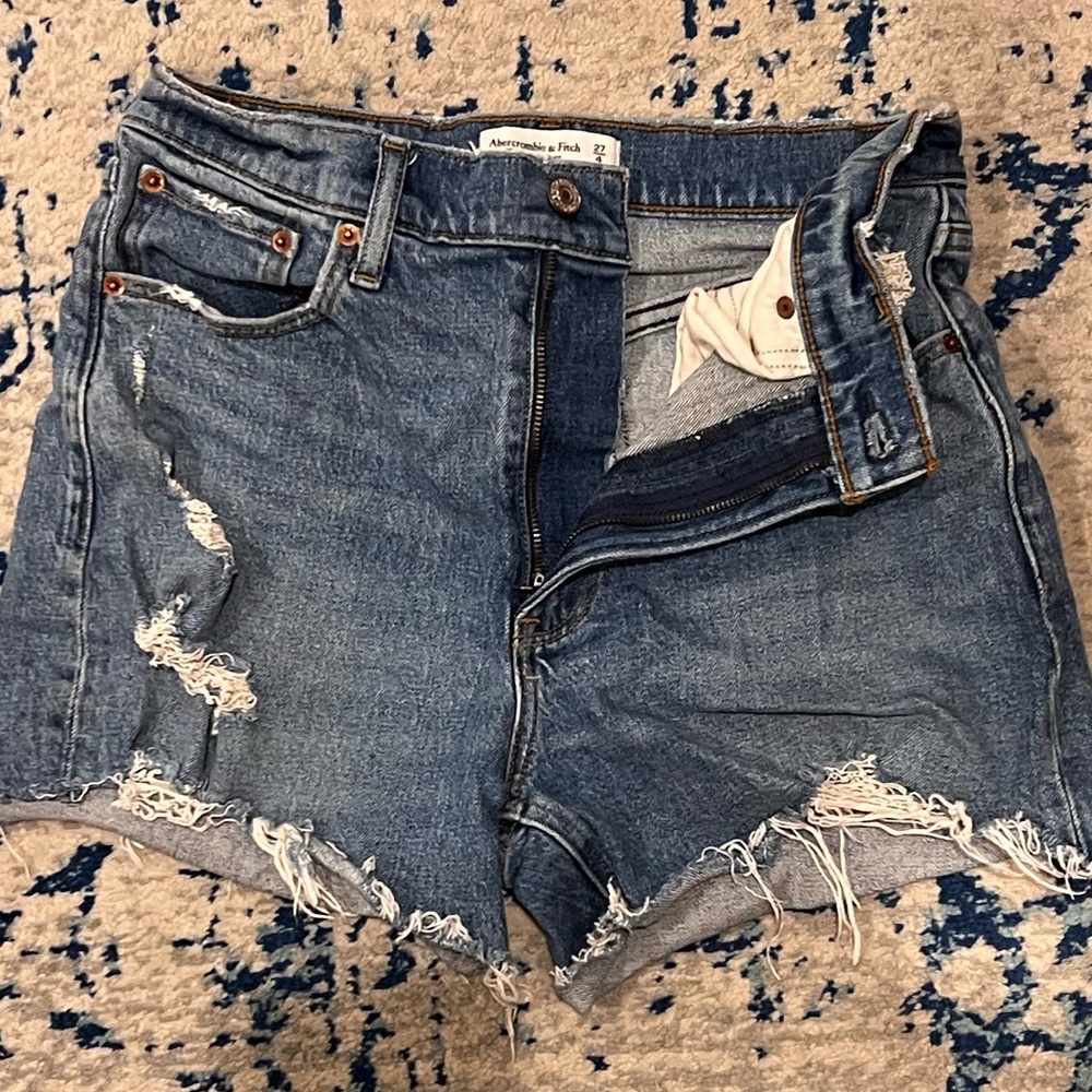Abercrombie & Fitch Blue Jean Shorts Distressed Cut-Off